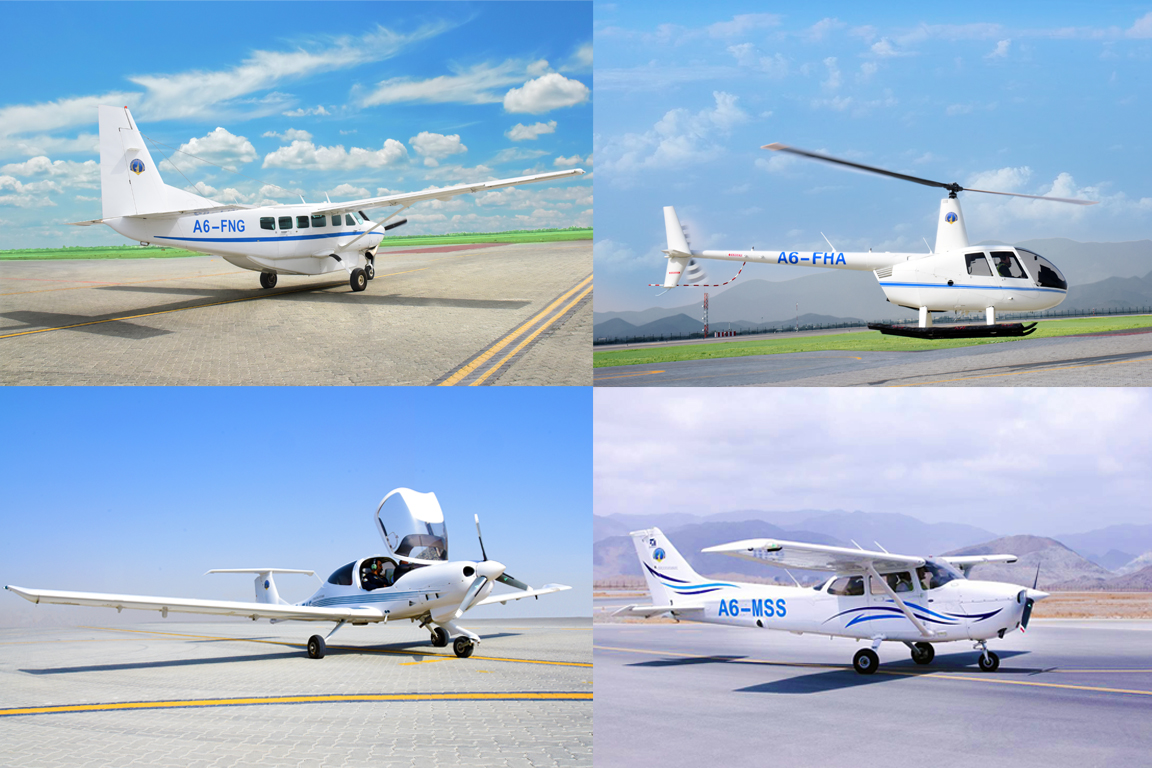 Fujairah Aviation Academy training aircraft on the apron