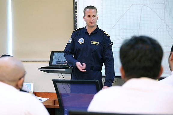 Pilot ground school classroom with smart board