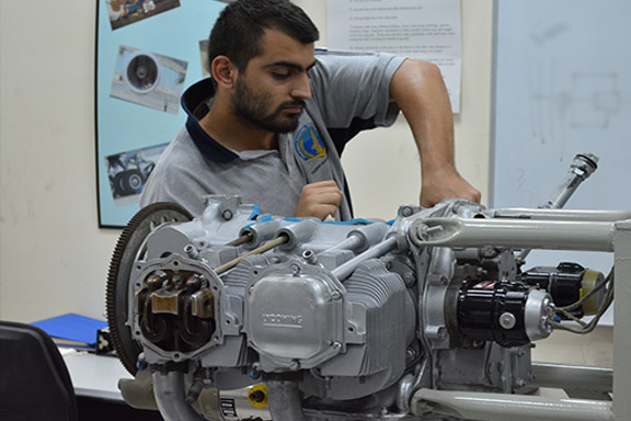 Disassembled piston engine for training