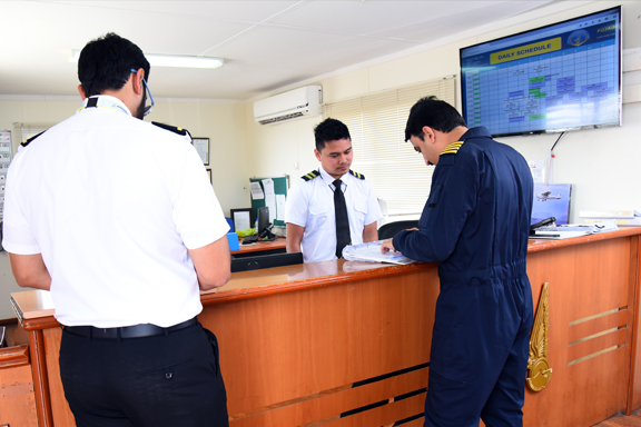 Flight planning area next to the runway